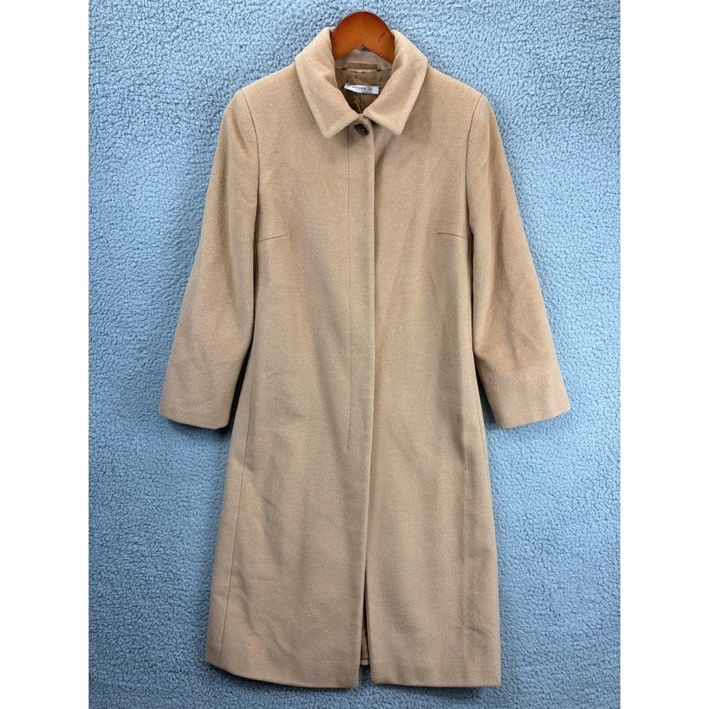 Intermix Long Overcoat Jacket Womens 6 Beige Wool Blend Made In Italy Trench